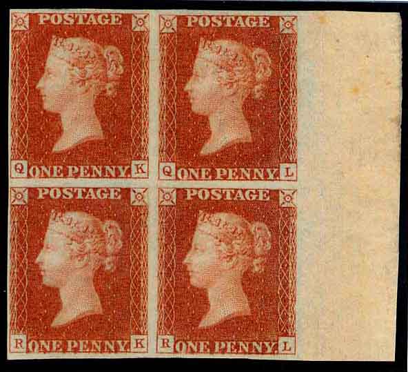 Plate 10 block of four in red with inscription